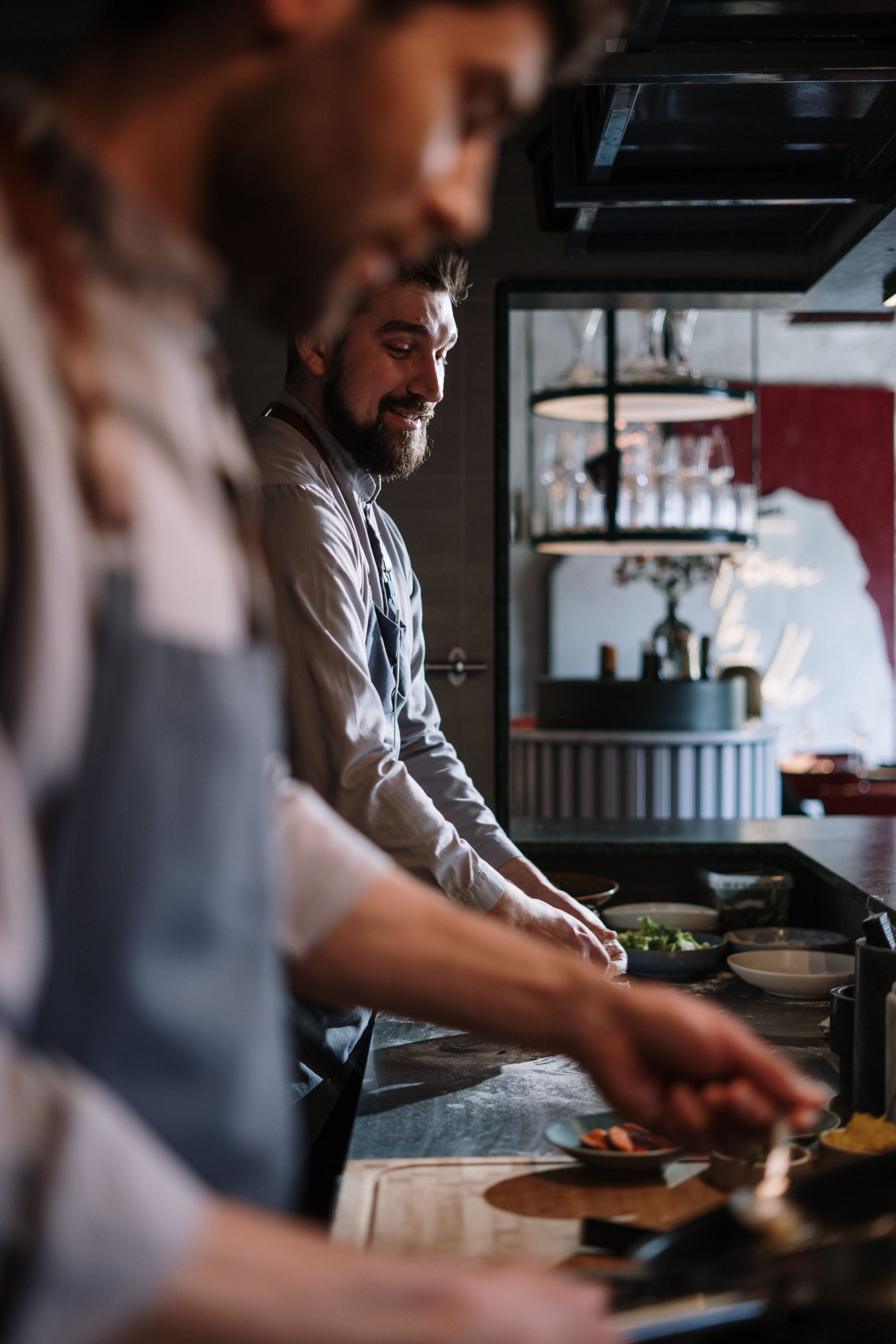 Commercial kitchen in operation