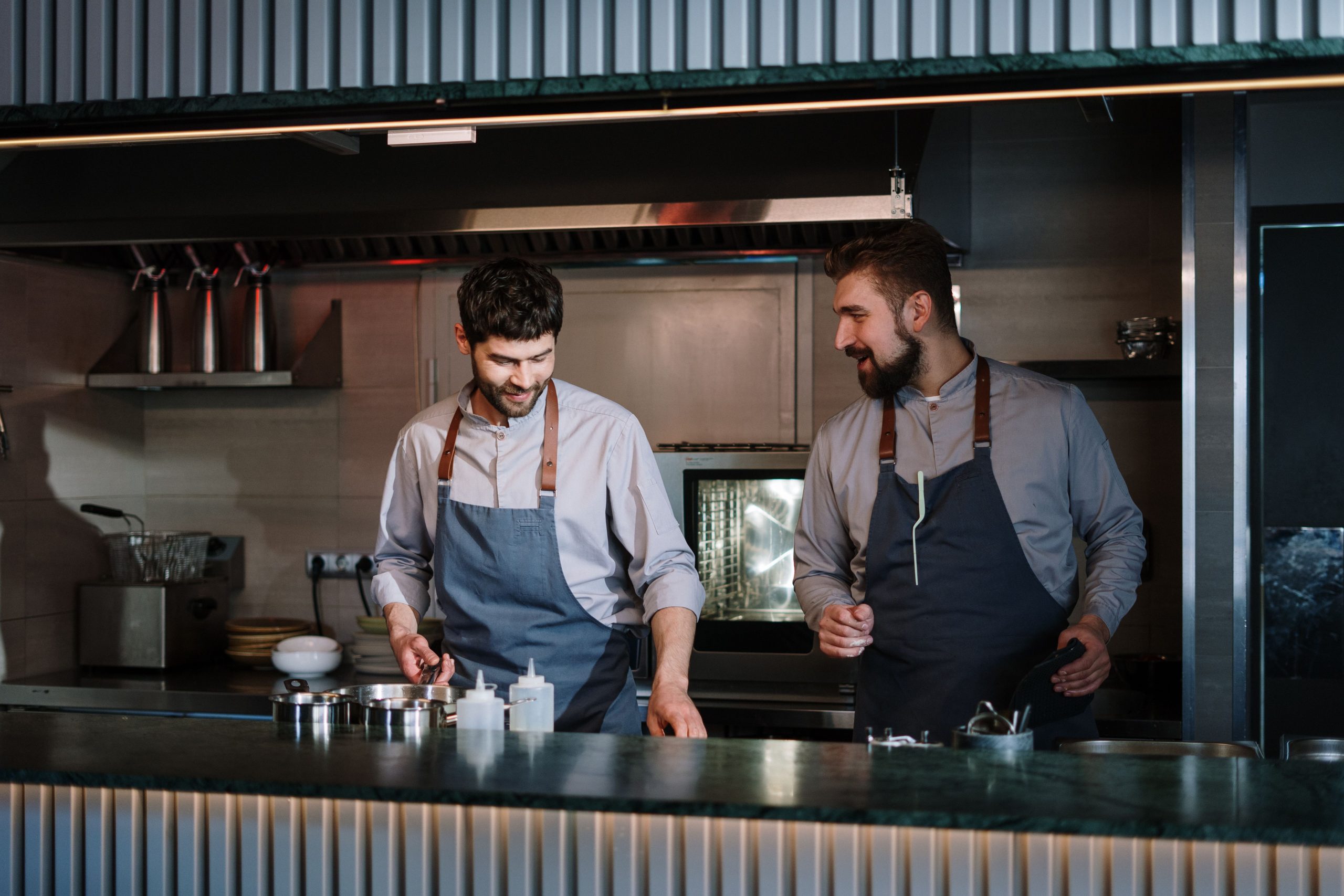 Commercial kitchen during technician inspection